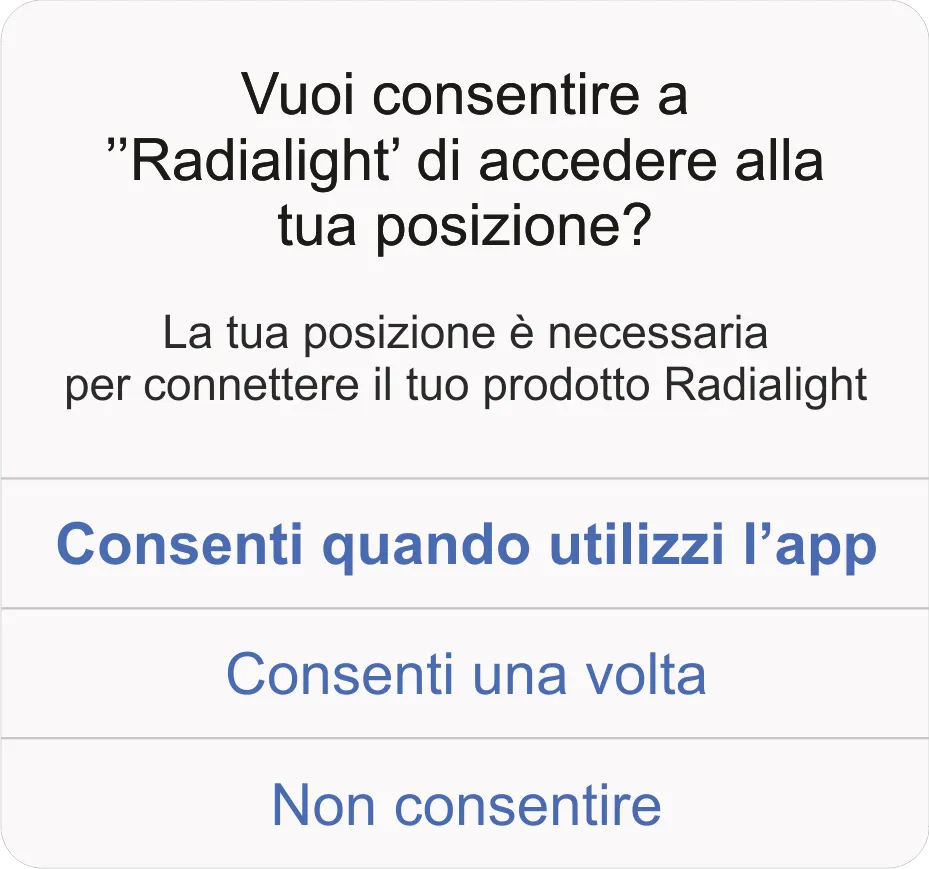 Consentire alla App di accedere alla posizione iOS