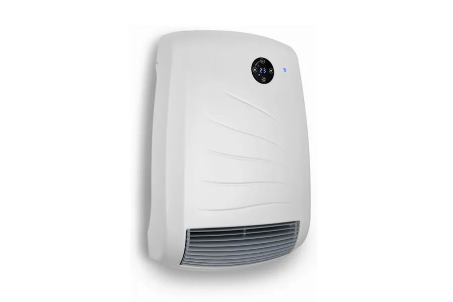 termoventilatore programmabile da bagno in metallo lato inistro