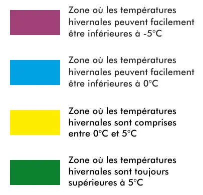 Carte des zones climatiques