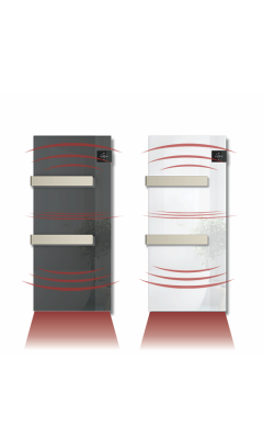 Electric towel warmer with glass surface and built-in fan heater - SILK EVO